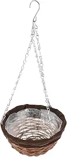 Sosoport Elegant Hand-Woven Wicker Basket Hanging Plant Holder Pastoral Style Flower Container for Home