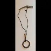 Chico's LIfe is a Journey Silver Circle Boho Pendant Necklace On Black Cord New!
