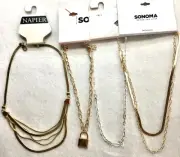 Lot of 4 NEW Silver & Gold Tone Necklaces Napier Sonoma Conrad #53-5