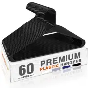 Black Plastic Hangers 60 Pack, Clothes Hangers with Non Slip Hooks, Durable &...