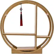 Desktop Antique Shelf Small Bamboo Teacup Rack Ornaments Tea Set Storage Rack teapot Rack Pen Holder Ornaments,A-45×45×10CM