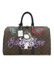 Philip karto Hand Painted Speedy 45 Toile Monogram Satchel