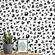 DTLIFEK 10 Sheets Leopard Print Wall Decal Black Leopard Spot Wall Stickers Vinyl Animal Print Pattern DIY Removable Peel and Stick Wallpaper for Kids Girls Bedroom Nursery Car Home Decoration (Black)