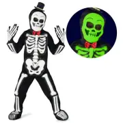 Kids Glow in the Dark Skeleton Costume Boys Girls Halloween Jumpsuit 3 - 9 yrs
