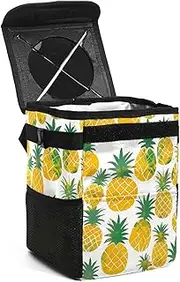 Car Trash Can with Lid,Bag Hanging Storage Pockets Leak-Proof,Portable Garbage Bin,Fruit Pineapple