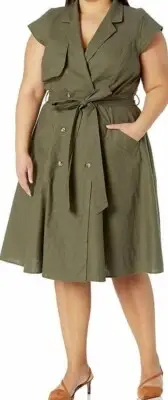 NEW City Chic Ladies Thyme Button Essential Dress Plus Size S 16 #D81