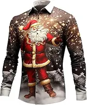 [Generic] Mens Romper Shorts Christmas Santa Snowman Pattern Long Sleeved Shirt Long Sleeve Polyester Spandex