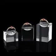 A Set of 3pcs Clear Acrylic Ring Display Stand Square Jewelry Display clear