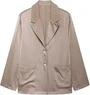 [Zadaos] Women'S Fall Mn 2-Piece Set Long Sleeve Single Breasted Drape Blazer+Multi-Pocket Zipper Suit Trousers