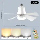 LED 40W 30W Ceiling Fan Light E27 with Remote Control for Dimming, Suitable for