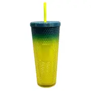 Starbucks Ombre Studded Blue Lemon Yellow Cold Cup Tumbler 24 oz