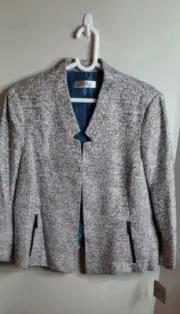 KASPER Womens Open Front Tweed Blazer Jacket Size 16 Multicolor Career NWT