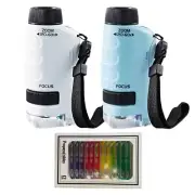 Kids Mini Pocket Microscope 60-120x Handheld Magnification Lens with LED