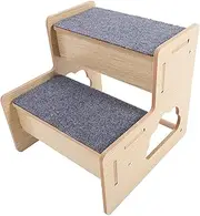 Pet Stair Soft Comfortable Dog Stairs 2 Step Wooden Pet Ladder for Senior Dogs