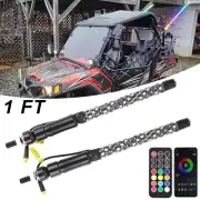 Pair 1ft LED Whip Light Antenna Flag For Polaris Ranger RZR XP 1000 900 800 570