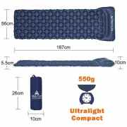 Ultralight Inflatable Sleeping Pad Mat Air Mattress with Pillow Camping Travel