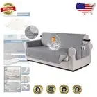 Elastic Band Anti-Slip Sofa Cover - Geometric Design, Light Gray for Pets