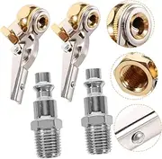 Locking Air Chuck Set Thread Tire Inflator Chuck Kit Iron Construction Quick Car Bike