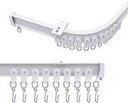 Ceiling Curtains Track Aluminum Flexible Bendable Tracks Rod Room Divider Privacy Partition Separator RV Outdoor Curtain Rail Hook Set, White 3-12ft