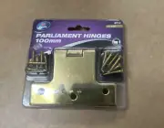 Zenith Parliment Hinges 100mm 180 Degree Polished Brass Fixed Pin 2pk WBP1100