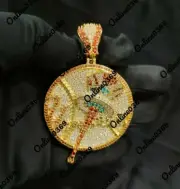 2.41 ct Round Multi Color Cubic Zirconia Custom N Y Name Pendant in Silver