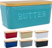 PriorityChef Large Butter Dish with Lid for Countertop, Ceramic Butter Container With Airtight Cover, Butter Keeper for Counter or Fridge, Butter Holder Storage, Turquoise