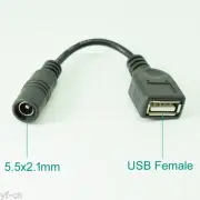 50pcs 12cm DC Power 2.1x5.5mm Female Jack To USB 2.0 Female Jack Adapter Cable