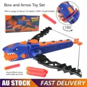 Children Shark Bow Arrow Game Manual Rapid-Fire Soft Dart Shooting Toy Set Gift