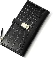 [David Jones] Women Large Capacity PU Leather Wallet Card Holder Multi Pocket, Black, Einheitsgröße, Elegant