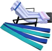 Beach Towel Bands Towel Chair Clips (4 Pack), Beach & Pool & Cruise Chairs Towel Clips, Stretch Silicone (Blue/Turquoise)