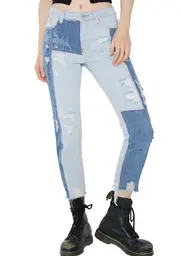 Patchwork Punk Distressed Jeans