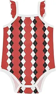 [FRODOTGV] White Black Red Scottish Girl Bodysuit Sleeveless Soft Summer Infant Outfit Toddler 3M, White Black Red Scottish, 18M, White Black Red Scottish, 18M, White Black Red Scottish, 18M