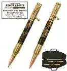 Bolt Action Pen & Pencil Set In Rifle Case with Antique Brass & Camo Body /#361