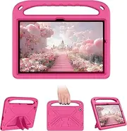 [DOMAVER] for Samsung Galaxy Tab A9 Plus Handle Case with Kickstand, 11 inch 2023 (SM-X210/X215/SM-X216), Heavy Duty Shockproof Protective Samsung Tab А9 Plus Case for Kids, Rose Red