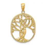 Lex & Lu 14k Yellow Gold Tree Of Life Celtic Knot In Oval Frame Charm