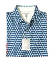 Hickey Freeman Patterned Woven Golf Polo in Teal SZ.M NWT$94 UPF Stretch Wicking