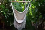 Handmade Macramé Hanging Hammock Chair in Off-White