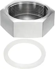 uxcell 1pcs Hex End Cap 304 Stainless Steel Nut with Washer, PT 2" Female Thread Pipe Fitting, Gas Line Water Line Stop Valve Cap Tubing Ends for Plumbing Fittings, Silver Tone