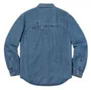 FW18 SUPREME SHERPA LINED DENIM SNAP BUTTON UP SHIRT BLUE SZ XL (Bin 4)