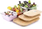 Umami Glass & Bamboo Meal Prep Container Set, 68 oz, Clear, Unisex, Microwave &