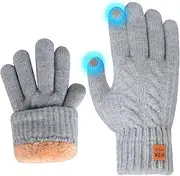 [Risipu] Winter Gloves for Women Ladies Thermal Touch Screen Gloves with Fleece Lining Soft Warm Knit Gloves for Running Ski