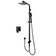 Black Square 8''SUS Shower Head Handheld Mixer Set Adjustable Height Rail WELS WATERMARK