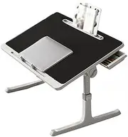 TOMVAES Adjustable Laptop Table, Foldable Laptop Bed Desk, Foldable Bed Table with Storage Drawer, Lap Desk for Laptop Stand for Eating Working Writing Reading(Black)