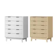 Oikiture Chest of Drawers Storage Cabinet Dressers Tallboy Stripe Wooden
