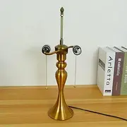 Tiffany Table Lamp Base with 2 Lights, 19" Height Desk Lights Base Ironwork Golden Yellow Lamp Base Replacement Fit for 12 Inch Tiffany Style Stained Glass Lampshades KeYJ