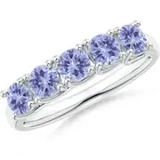 Half Eternity Five Stone Tanzanite Wedding Ring