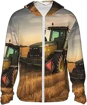 [LHBWCVN] UPF 50+ Light Jacket Full Zip Sun Protection Hoodie for Women Men Long Sleeve Farm Tractor Harvest Sun Shirts