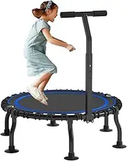 Sports Trampoline 40", Small Gym Trampoline for Indoor Fitness, Mini Trampoline with T-Shaped Aqrmrest, Adjustable in Three Gears, Rebounder Trampoline for Play and Exercise, for Kids Adults