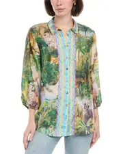 Johnny Was Isolah Button-Down Silk Shirt