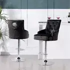 360° Swivel Black Velvet Bar Stool Premium Bar Stool Height-Adjustable Pub Stool